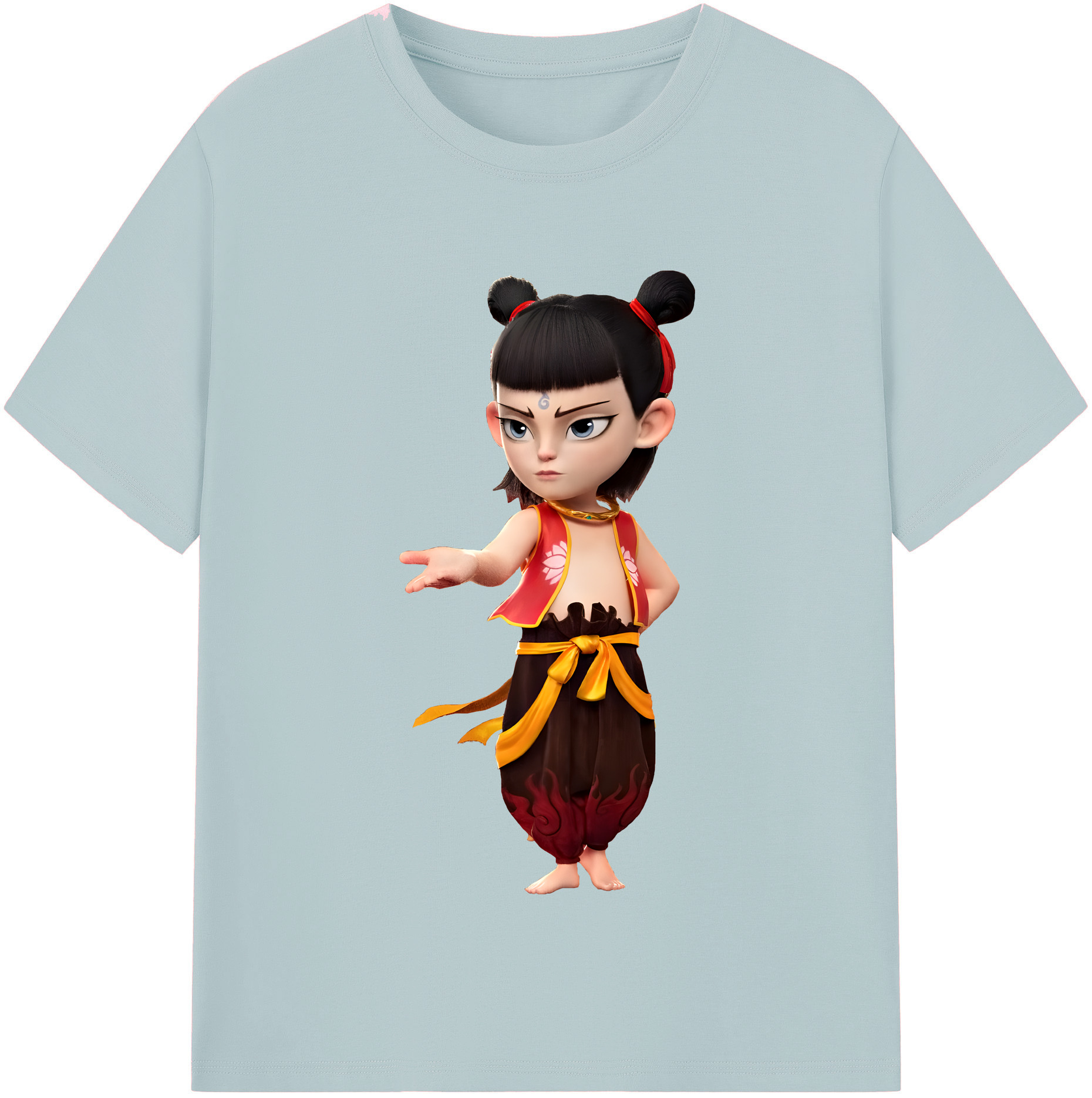 （画像用） Ne Zha 2 ナタ 魔童の大暴れ 綿100％半袖Tシャツ（フロントプリント）